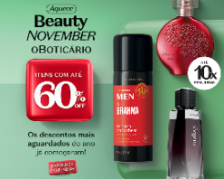 Aquece Beauty November com até 60% OFF em seleção de produtos Aquece Beauty November com até 60% OFF em seleção de produtos
